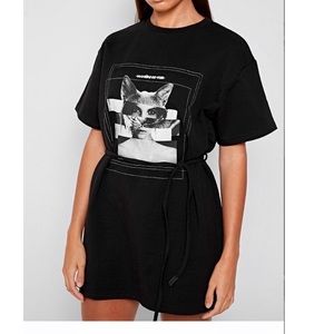 T SHIRT DRESS WITH TIE WAIST